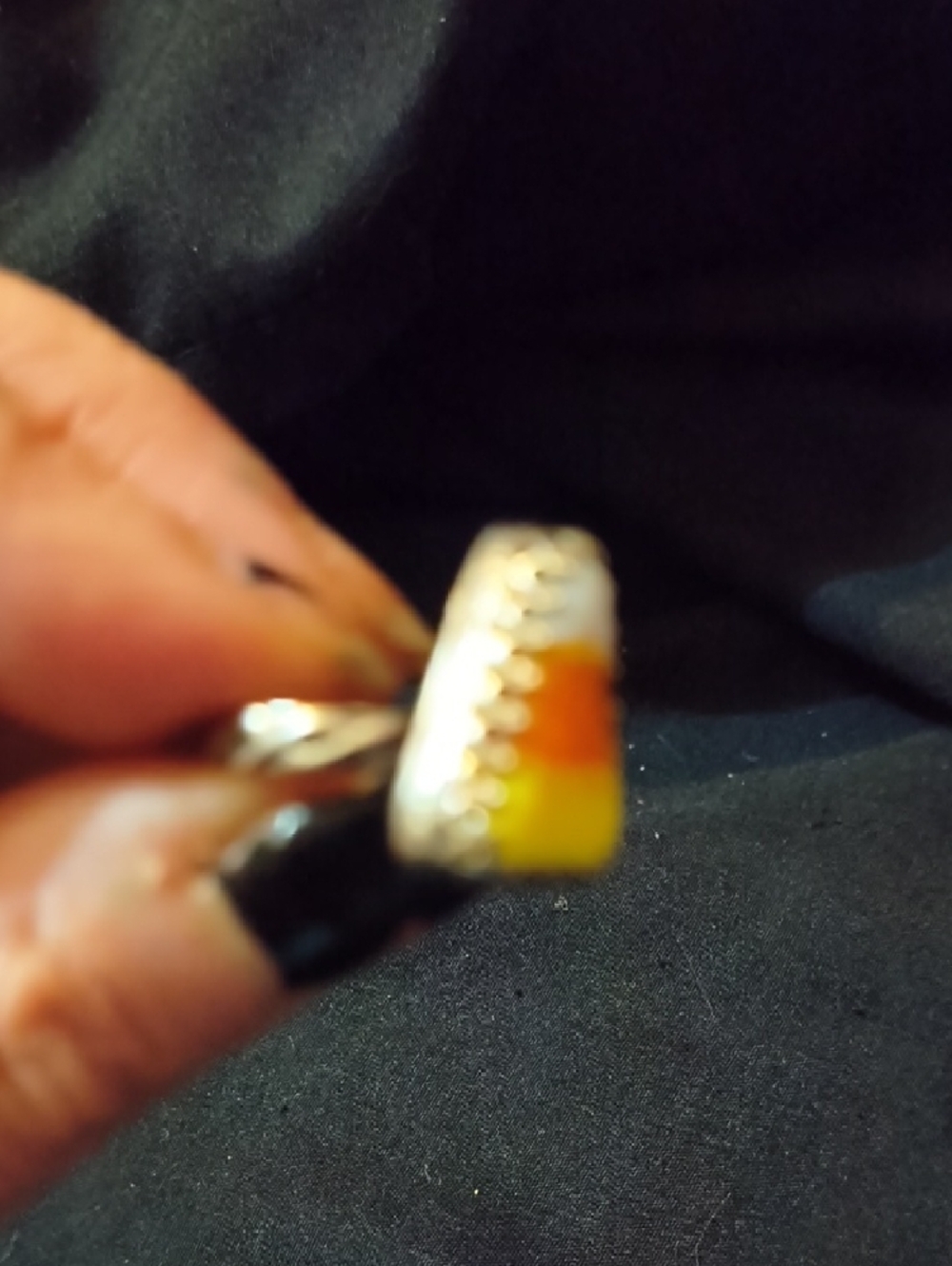 Candy Corn Ring Sterling Silver Sz6 Halloween - Picture 4 of 4